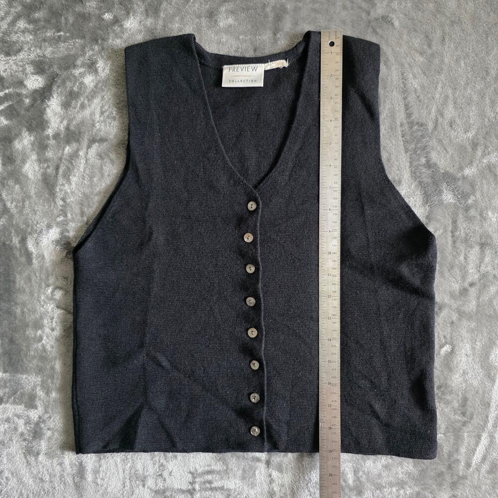PREVIEW COLLECTION Womens Black Knit Button Front Sweater Vest Minimalist Size M - Picture 10 of 12